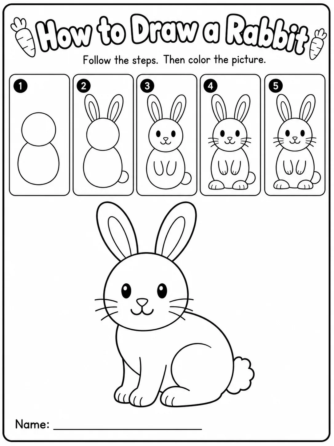 How to Draw a Rabbit printable Grade 2 worksheet preview from KiwiBee