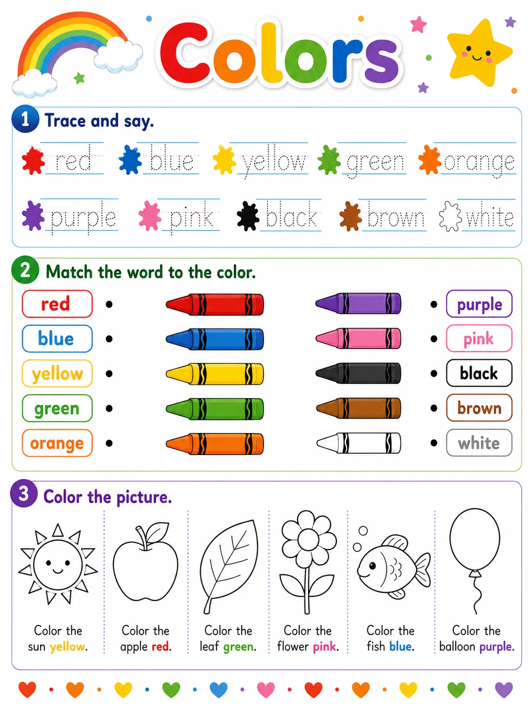 Colors printable Kindergarten worksheet preview from KiwiBee