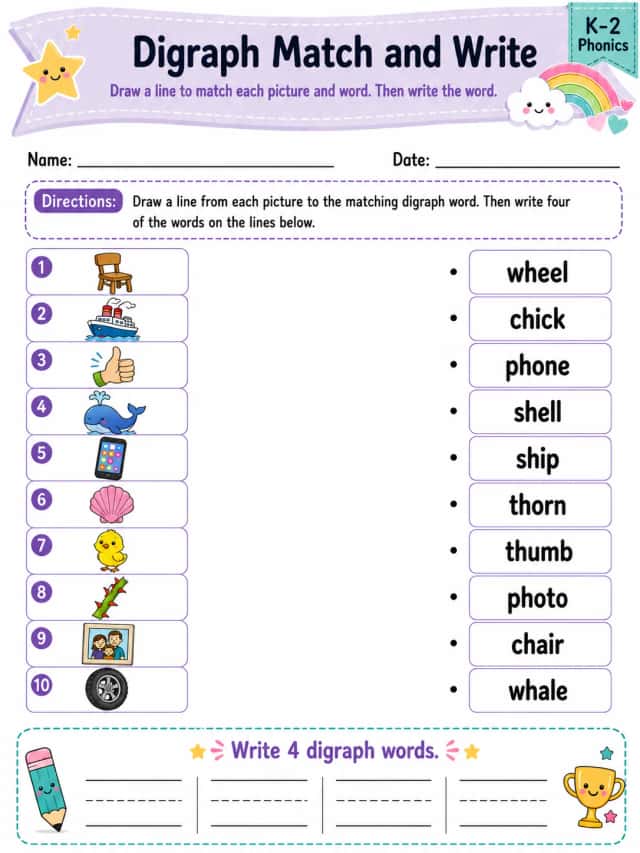 Digraph Match and Write - Set 2