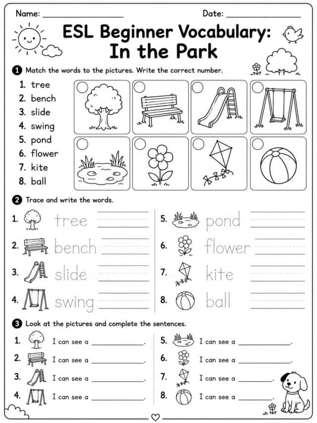 ESL Beginner Vocabulary: In the Park