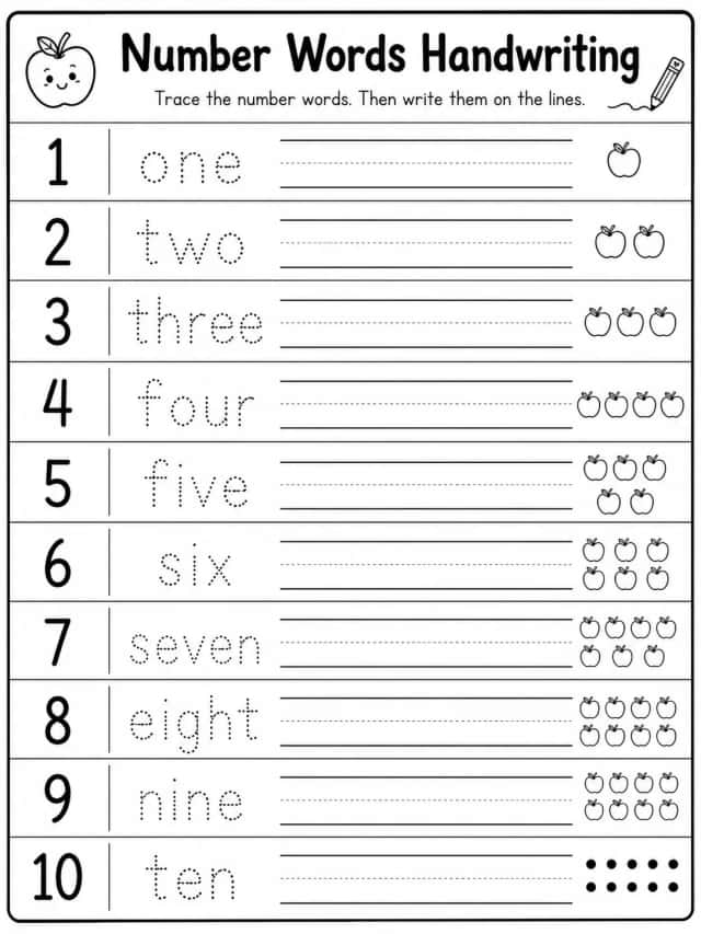 Number Words Handwriting