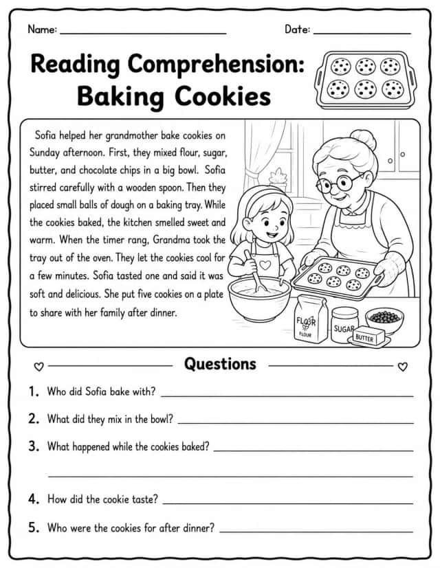 Reading Comprehension: Baking Cookies