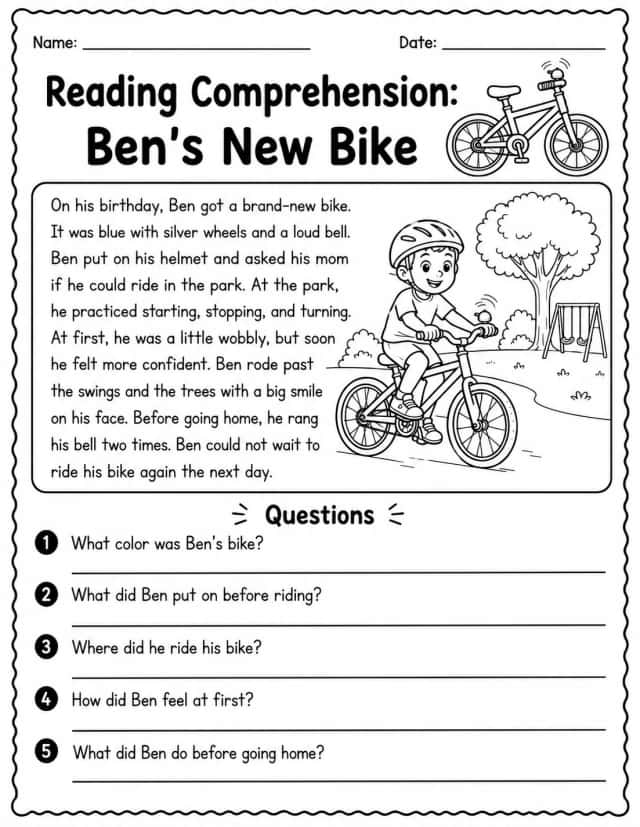 Reading Comprehension: Ben's New Bike