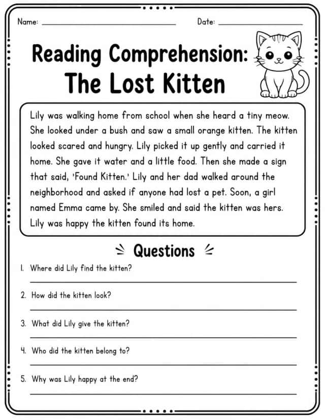 Reading Comprehension: The Lost Kitten