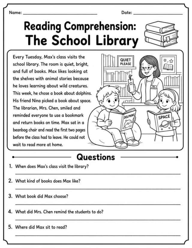 Reading Comprehension: The School Library