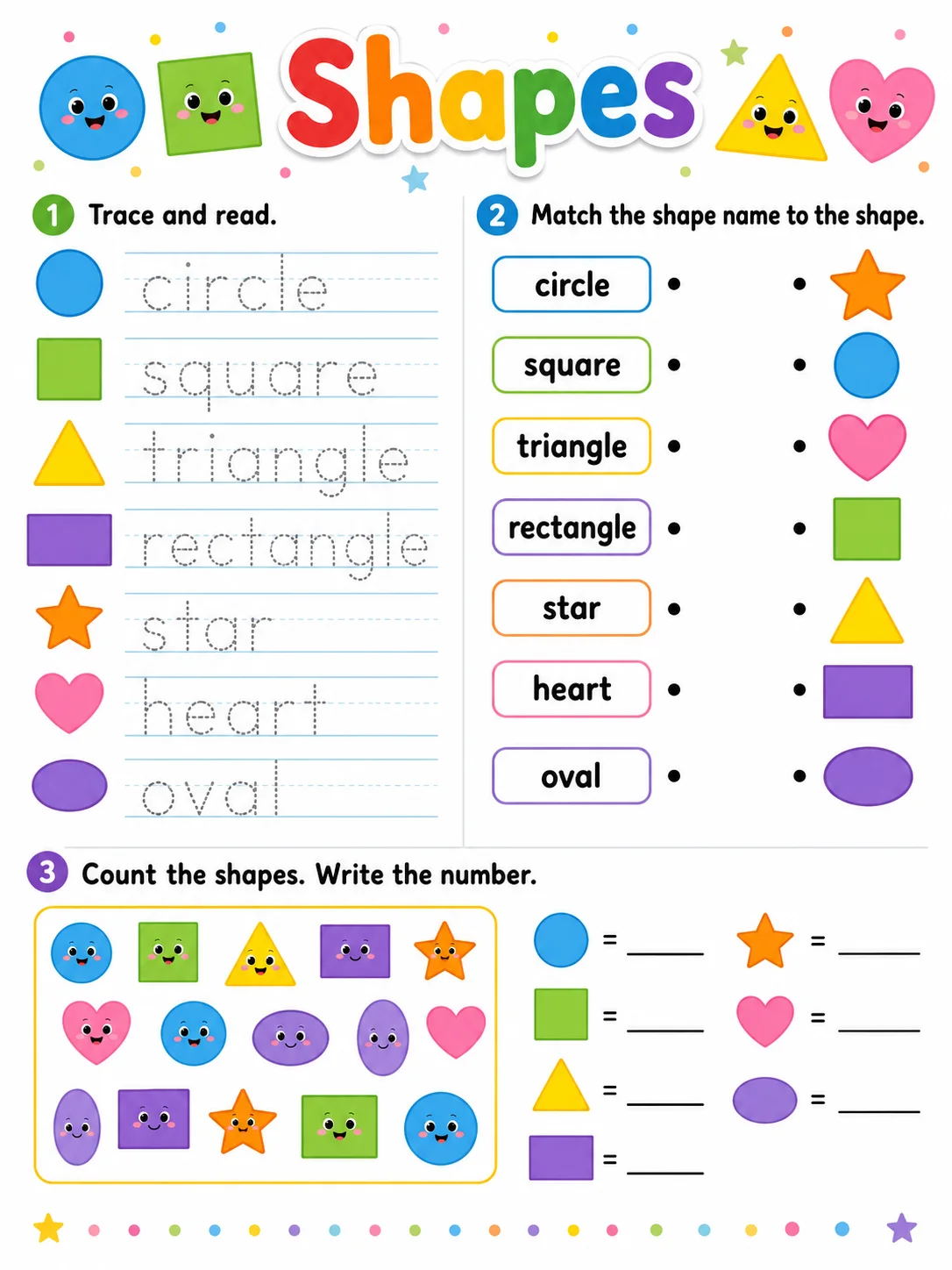 shapes printable Kindergarten worksheet preview from KiwiBee