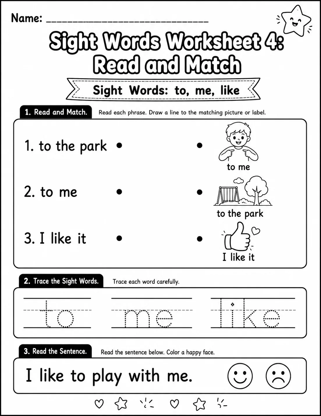 Sight Words Worksheet 4: Read and Match printable Grade 2 worksheet preview from KiwiBee