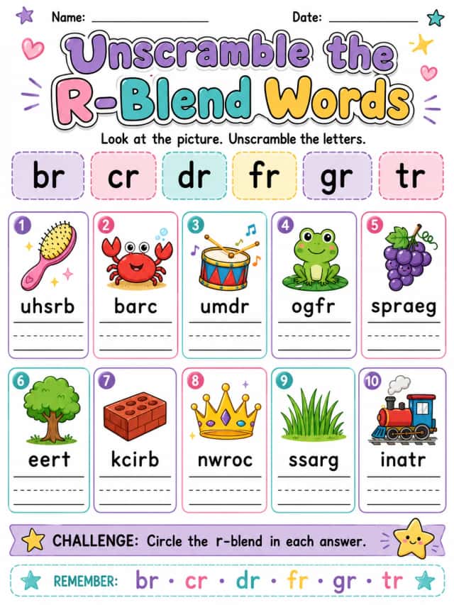 Unscramble the R-Blend Words