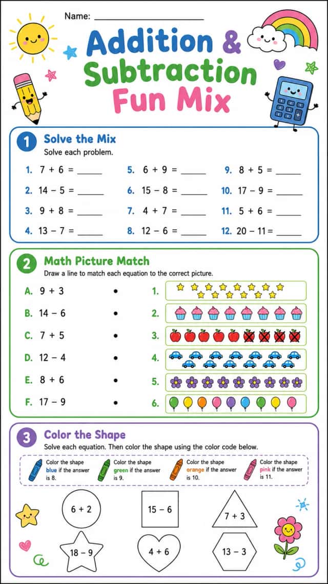 Addition & Subtraction Fun Mix