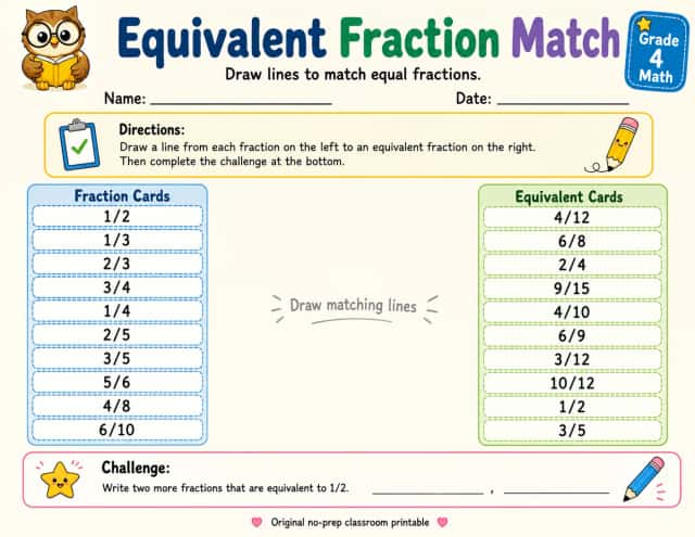 Equivalent Fraction Match