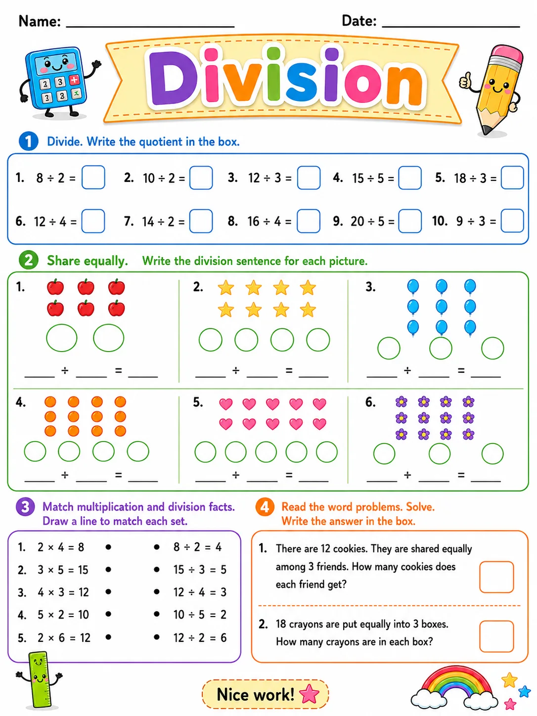 multiplication - Set 2 printable Grade 3 worksheet preview from KiwiBee
