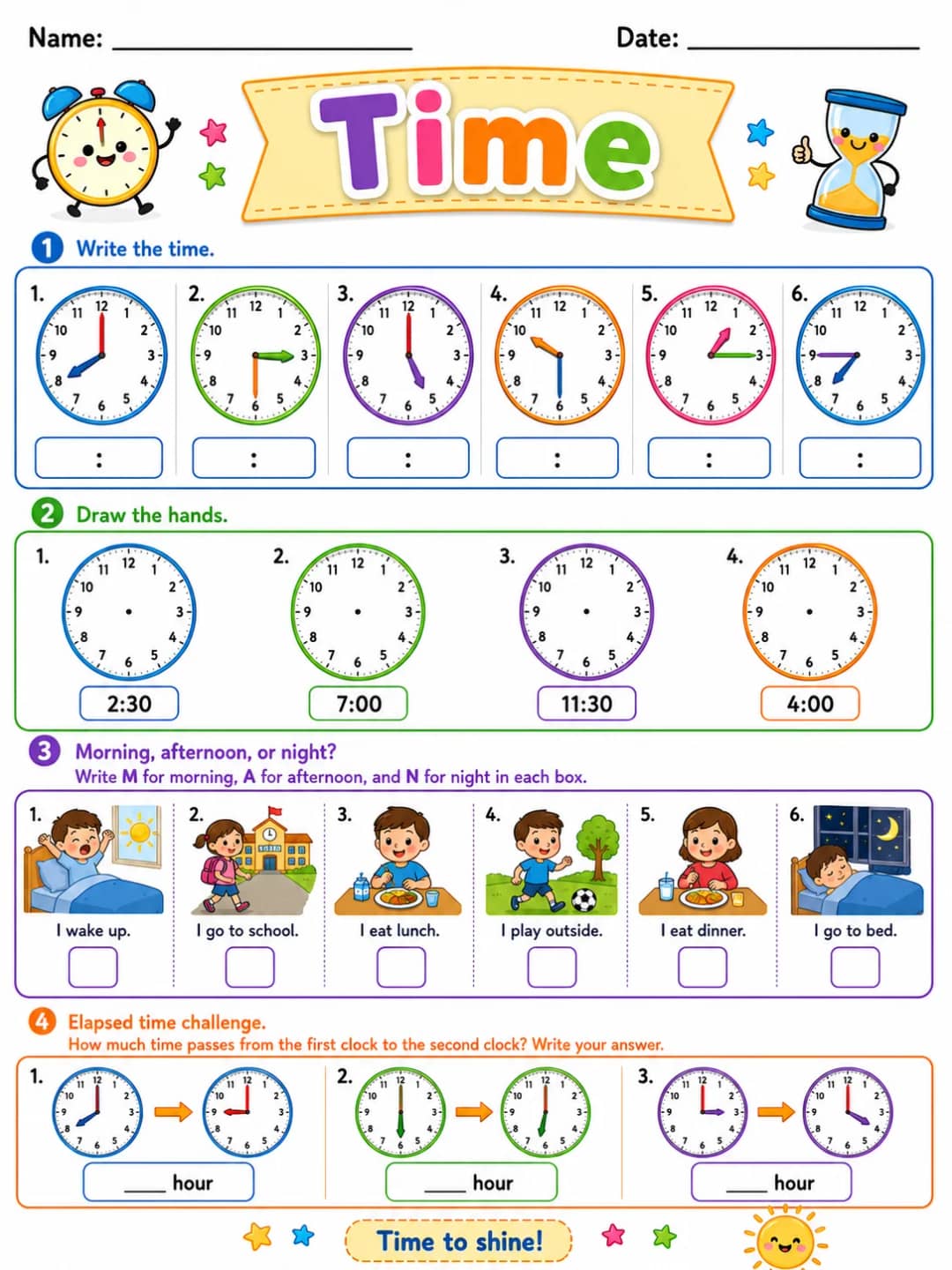 time printable Grade 2 worksheet preview from KiwiBee
