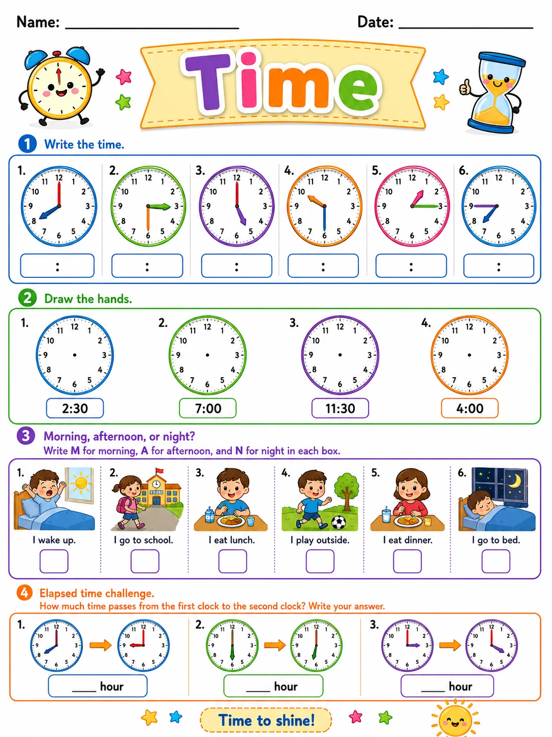 time printable Grade 2 worksheet preview from KiwiBee