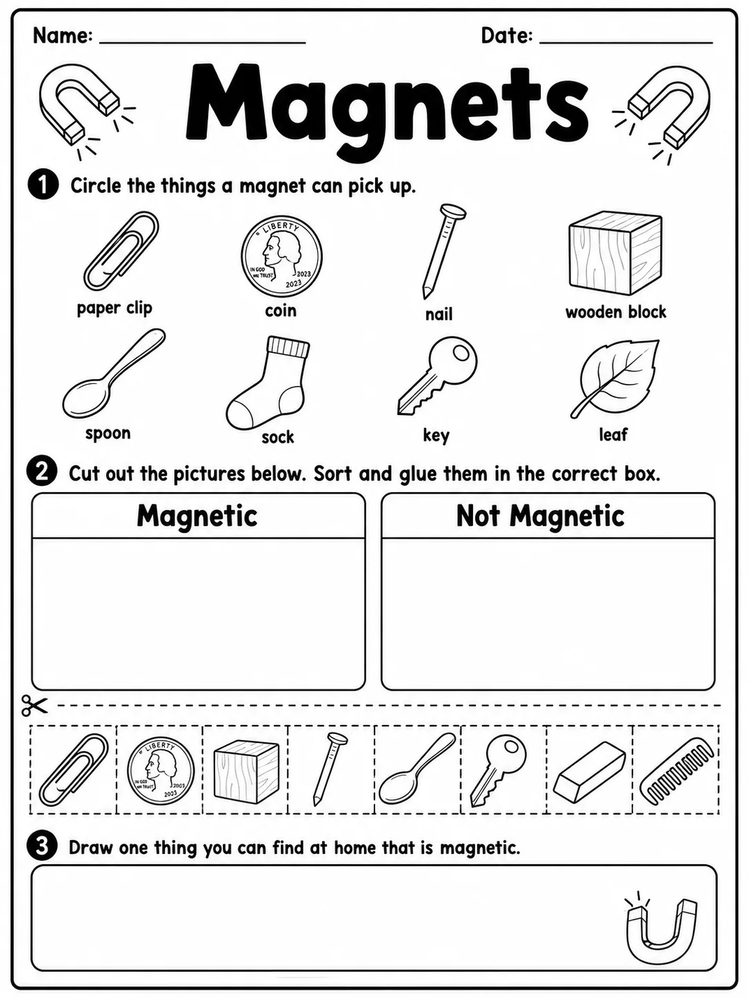 Magnets printable Grade 2 worksheet preview from KiwiBee