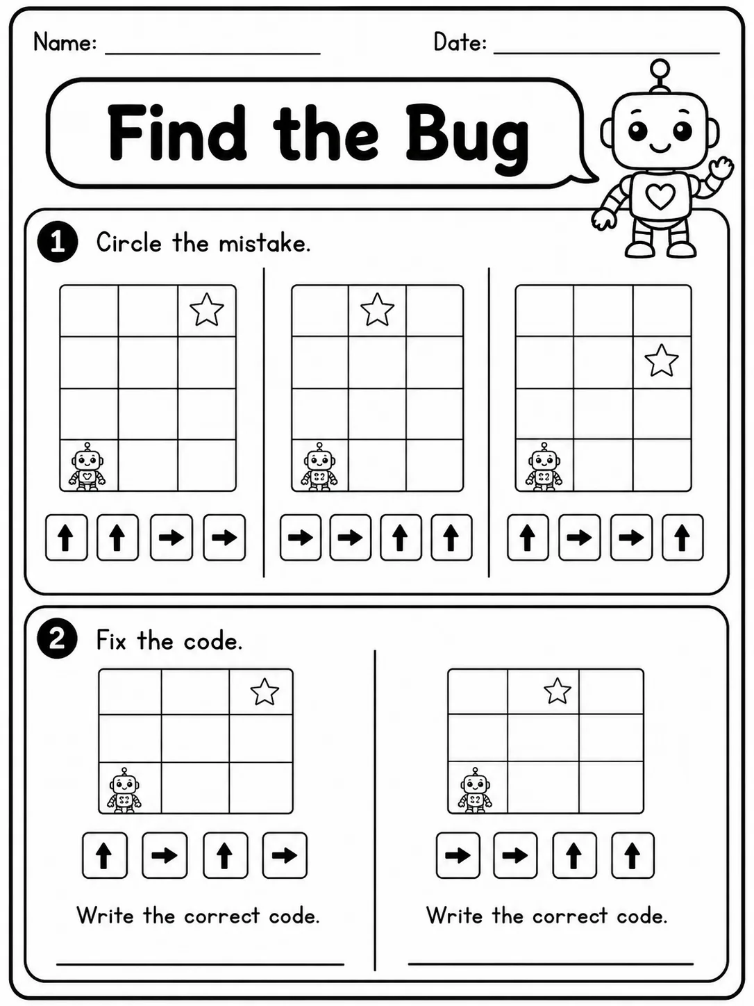 Find the Bug - Set 2 printable Grade 2 worksheet preview from KiwiBee
