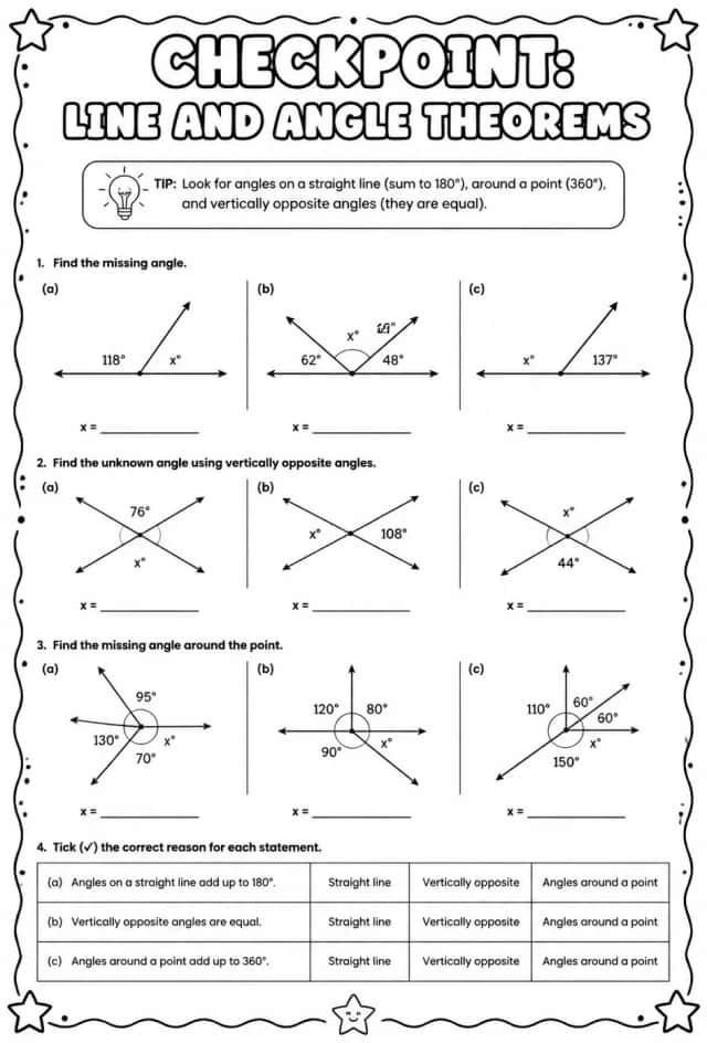 Checkpoint: Line and angle theorems