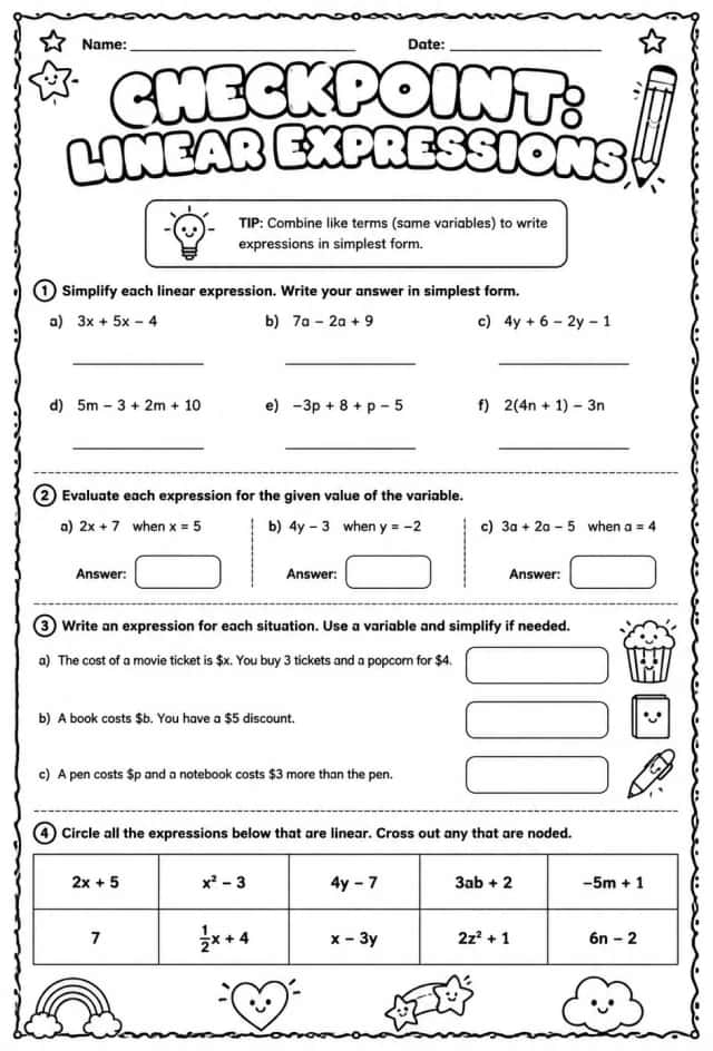 Checkpoint: Linear expressions