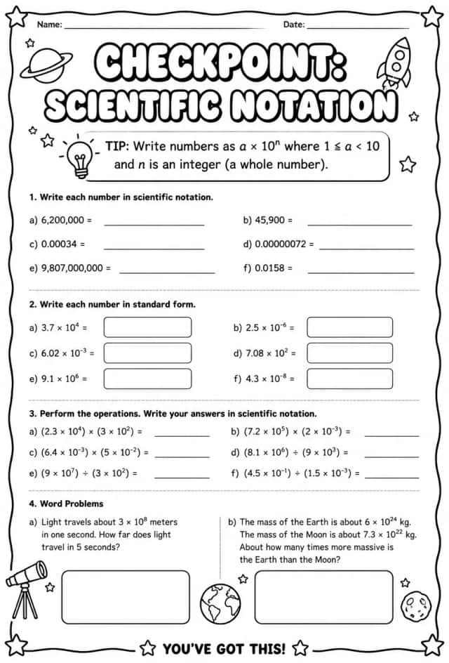 Checkpoint: Scientific notation