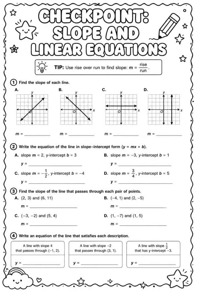 Checkpoint: Slope and linear equations