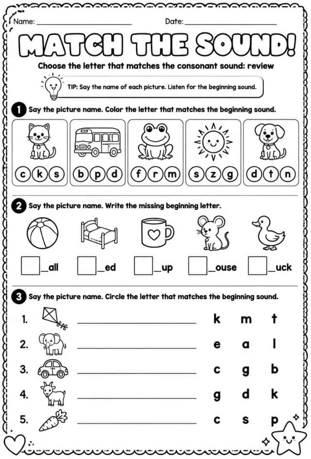 Choose the letter that matches the consonant sound: review