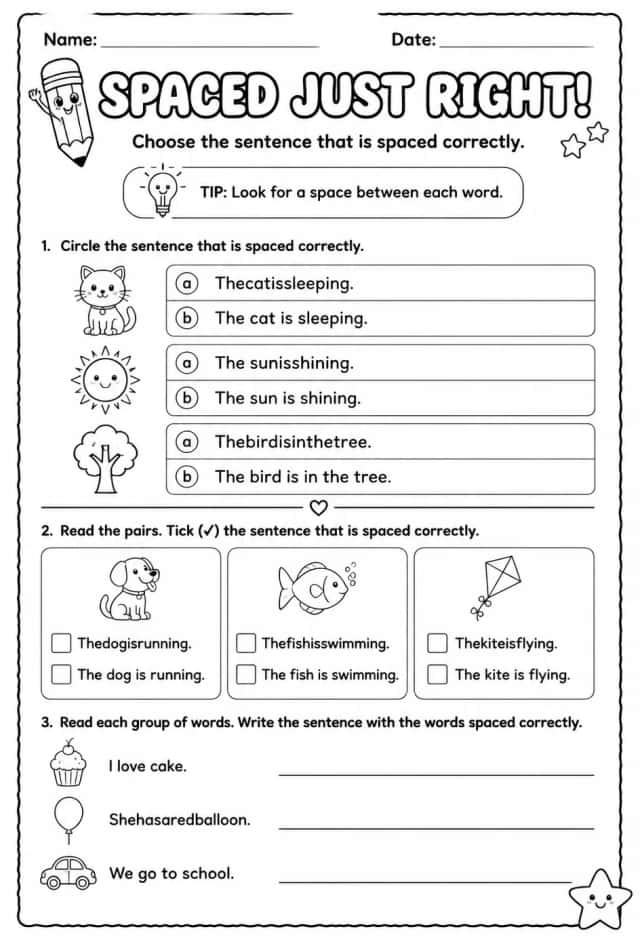 Choose the sentence that is spaced correctly