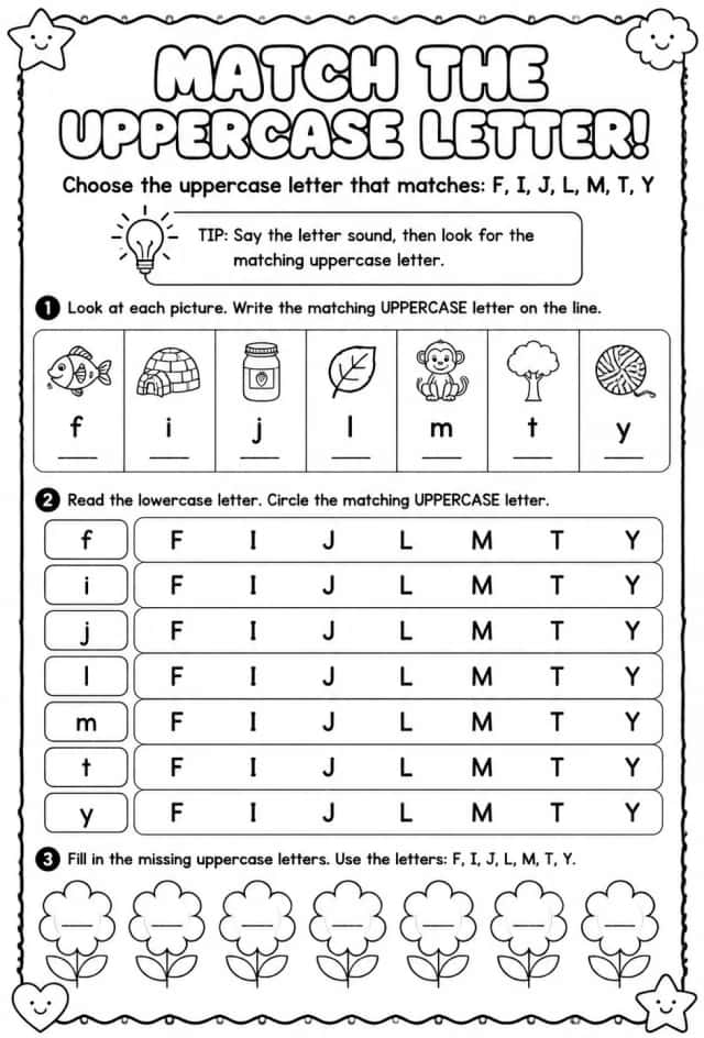 Choose the uppercase letter that matches: F, I, J, L, M, T, Y