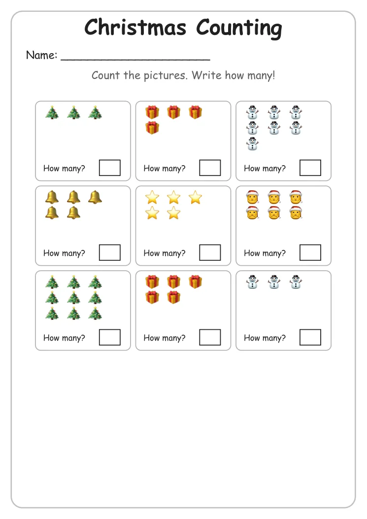 Christmas Counting to 10 (Kindergarten)