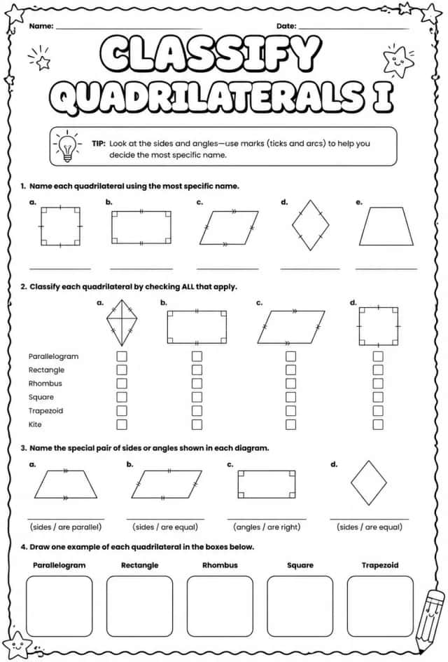 Classify quadrilaterals I