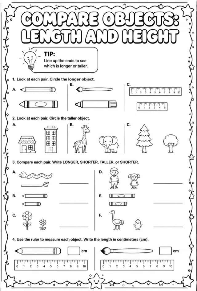 Compare objects: length and height