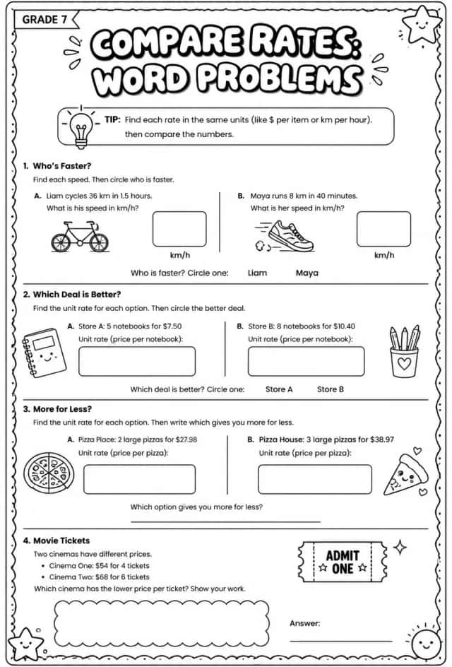 Compare rates: word problems