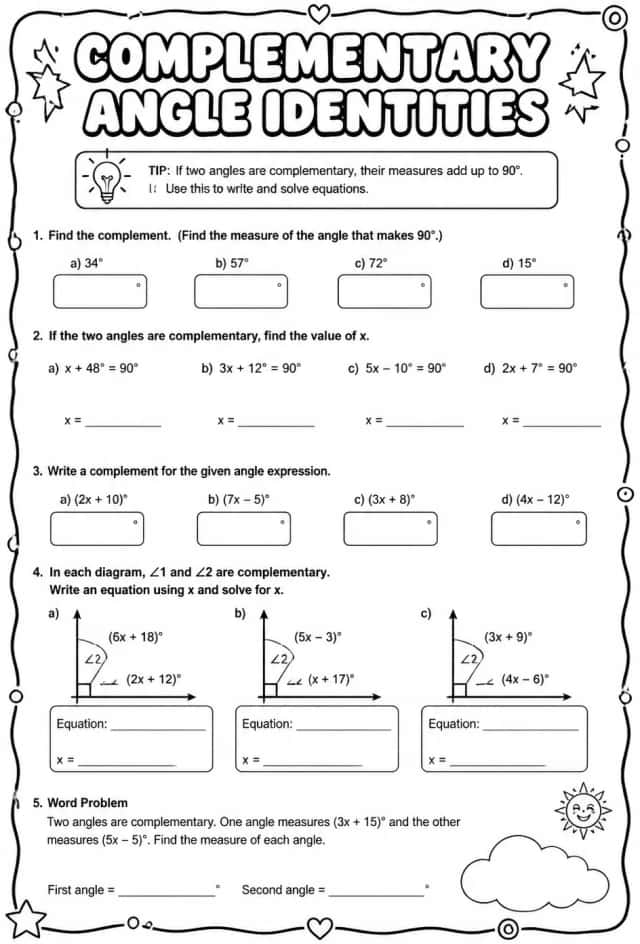 Complementary angle identities