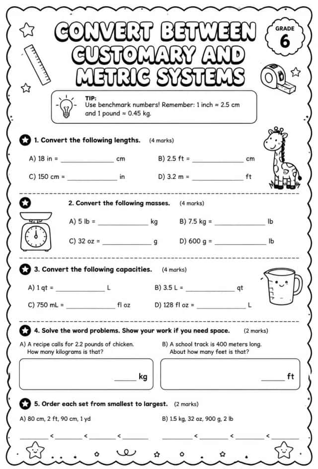 Convert between customary and metric systems
