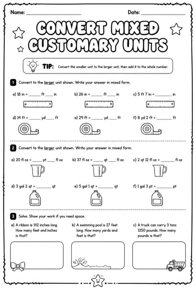 Convert mixed customary units