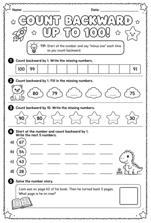 Count backward - up to 100