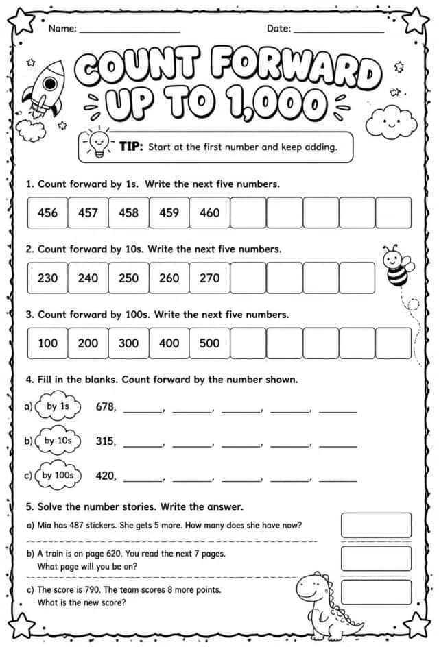 Count forward - up to 1,000