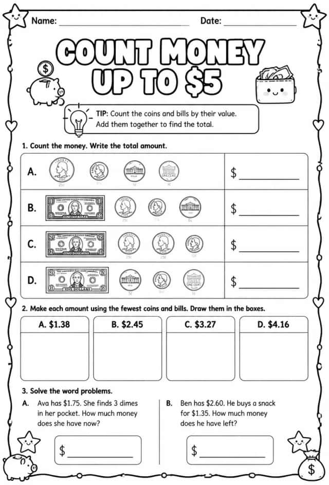 Count money up to $5