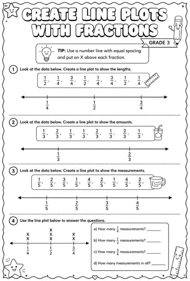 Create line plots with fractions