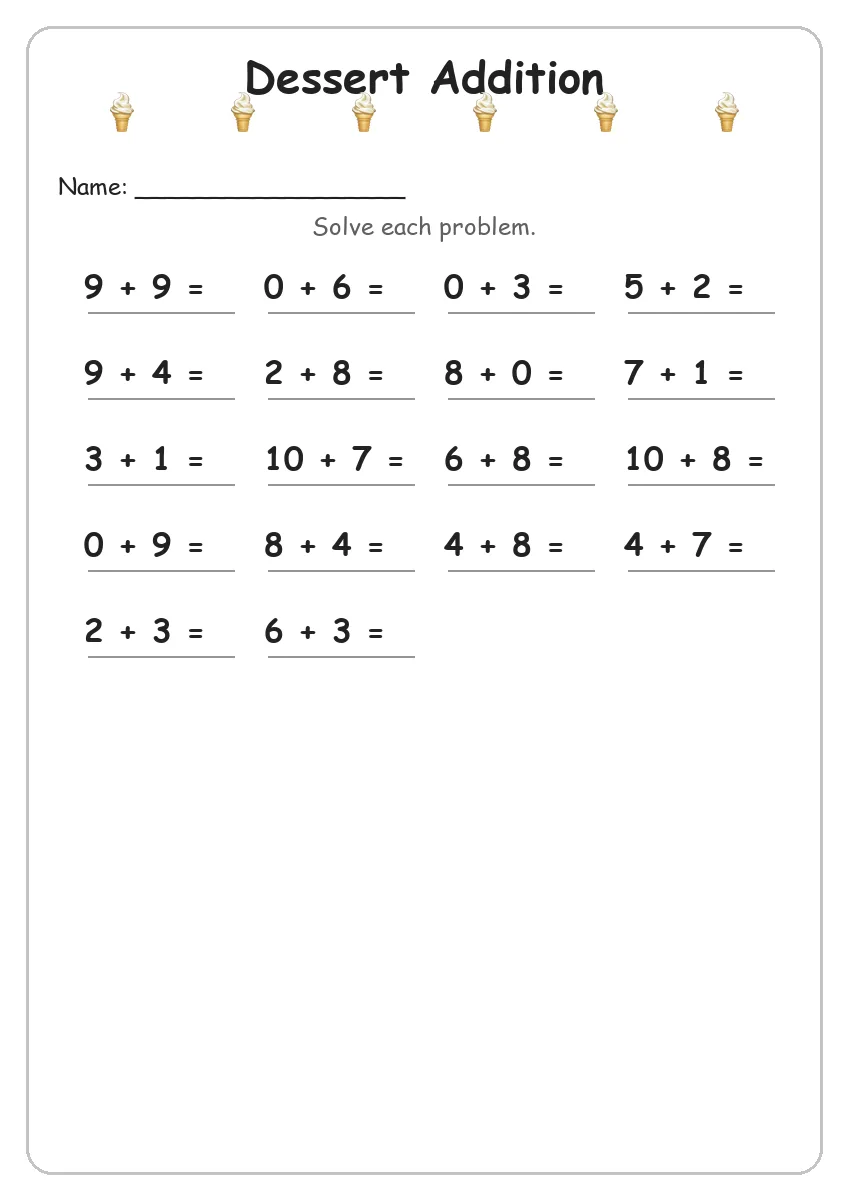 Dessert Addition (Grade 1)