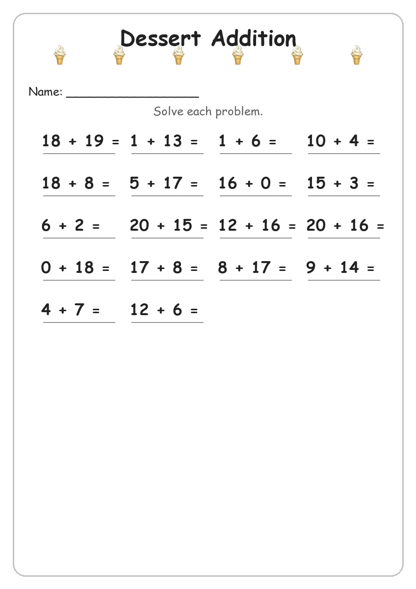 Dessert Addition (Grade 2)