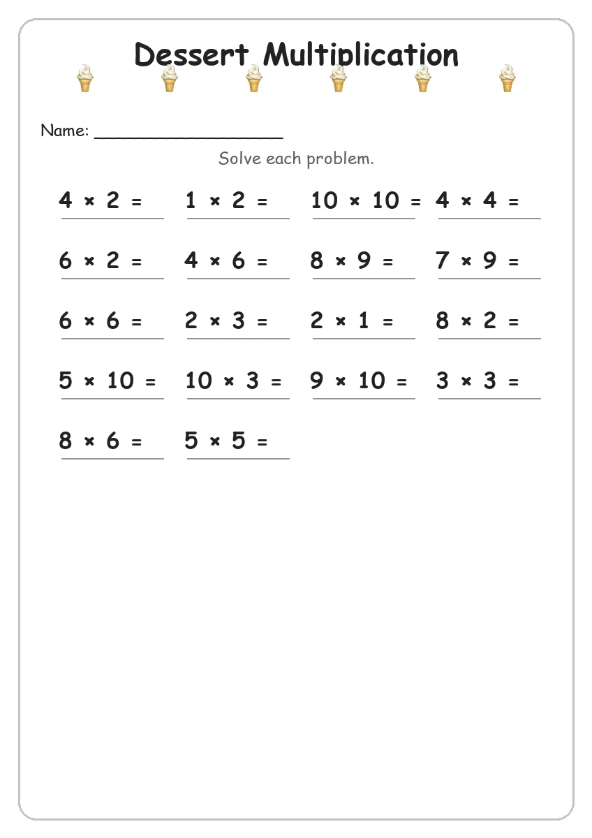 Dessert Multiplication (Grade 3)