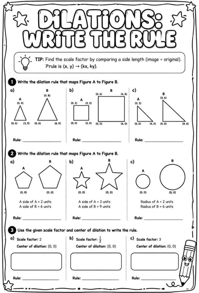 Dilations: write the rule