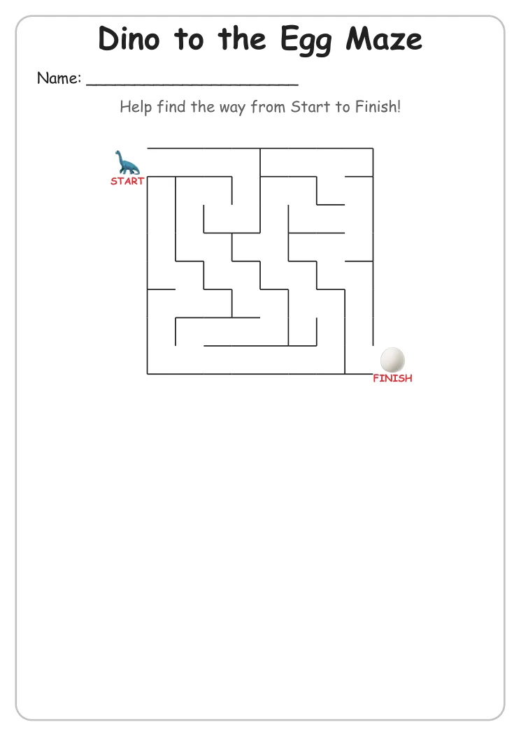 Dino to the Egg maze for Kindergarten