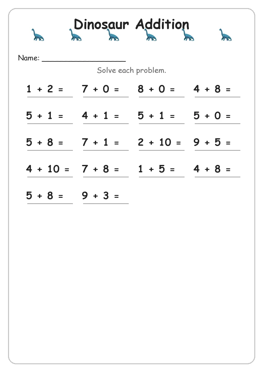 Dinosaur Addition (Grade 1)