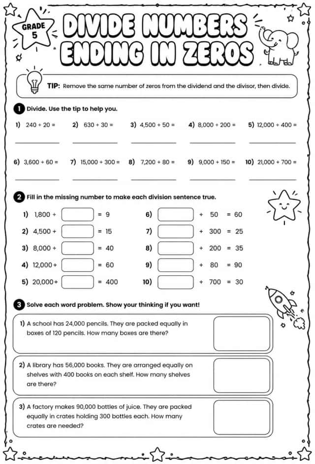 Divide numbers ending in zeros