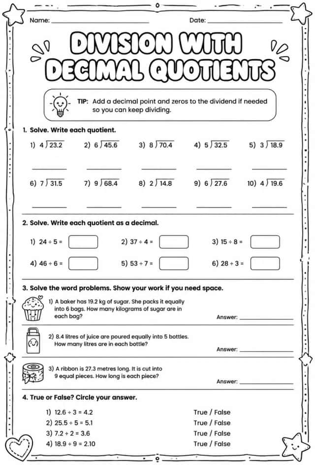Division with decimal quotients
