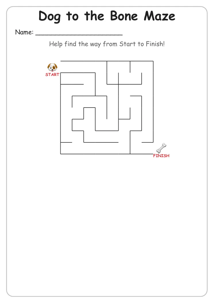 Dog to the Bone maze for Kindergarten