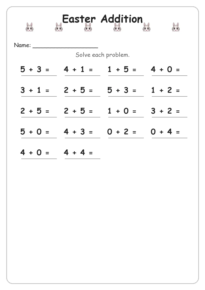 Easter Addition (Kindergarten)