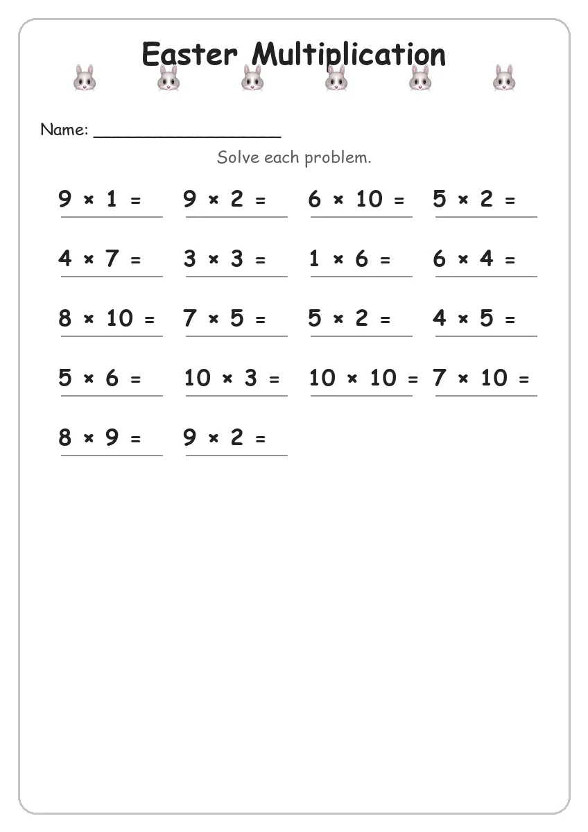 Easter Multiplication (Grade 3)