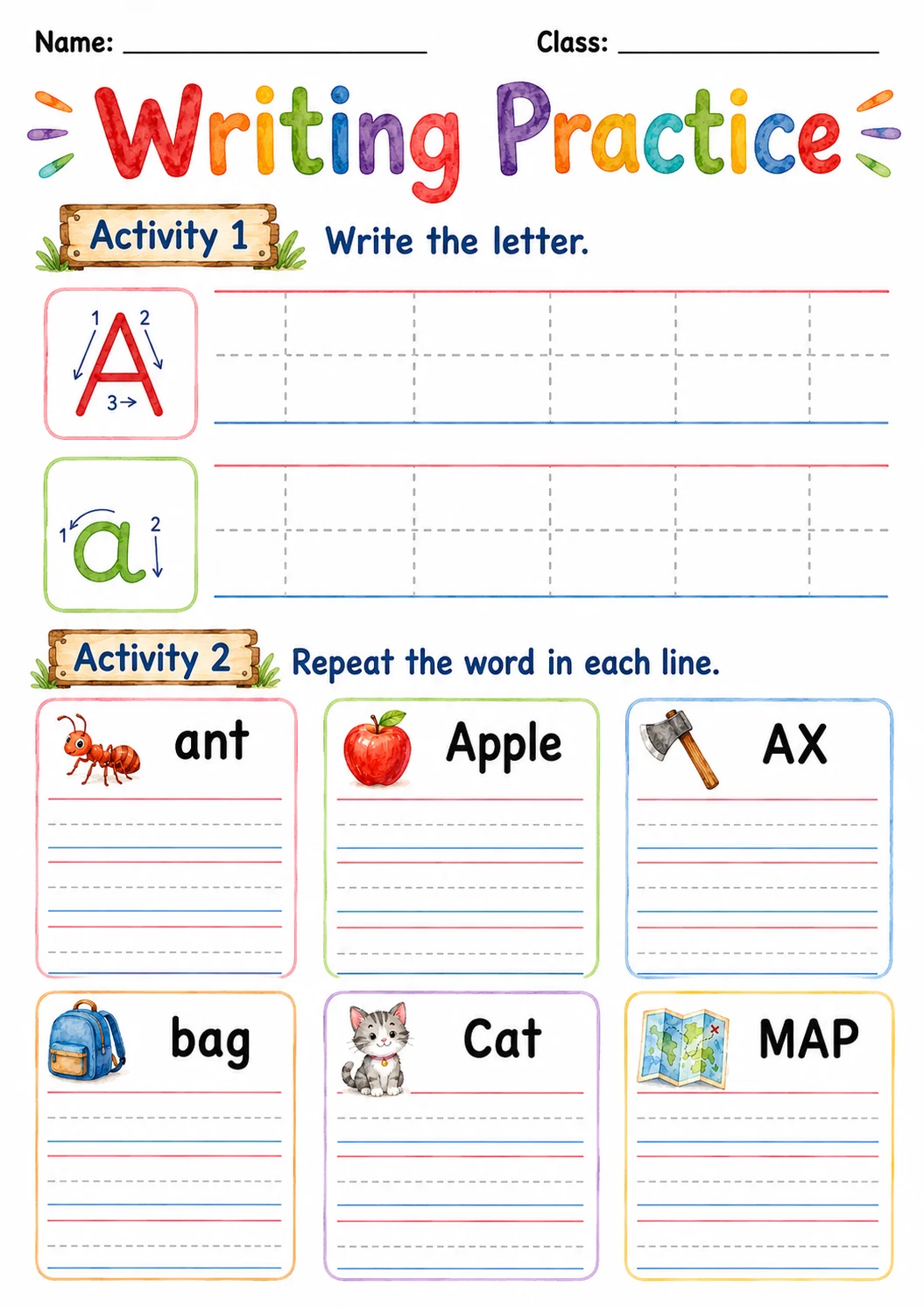 Letter A Phonics Worksheets Pack page 4 printable worksheet preview