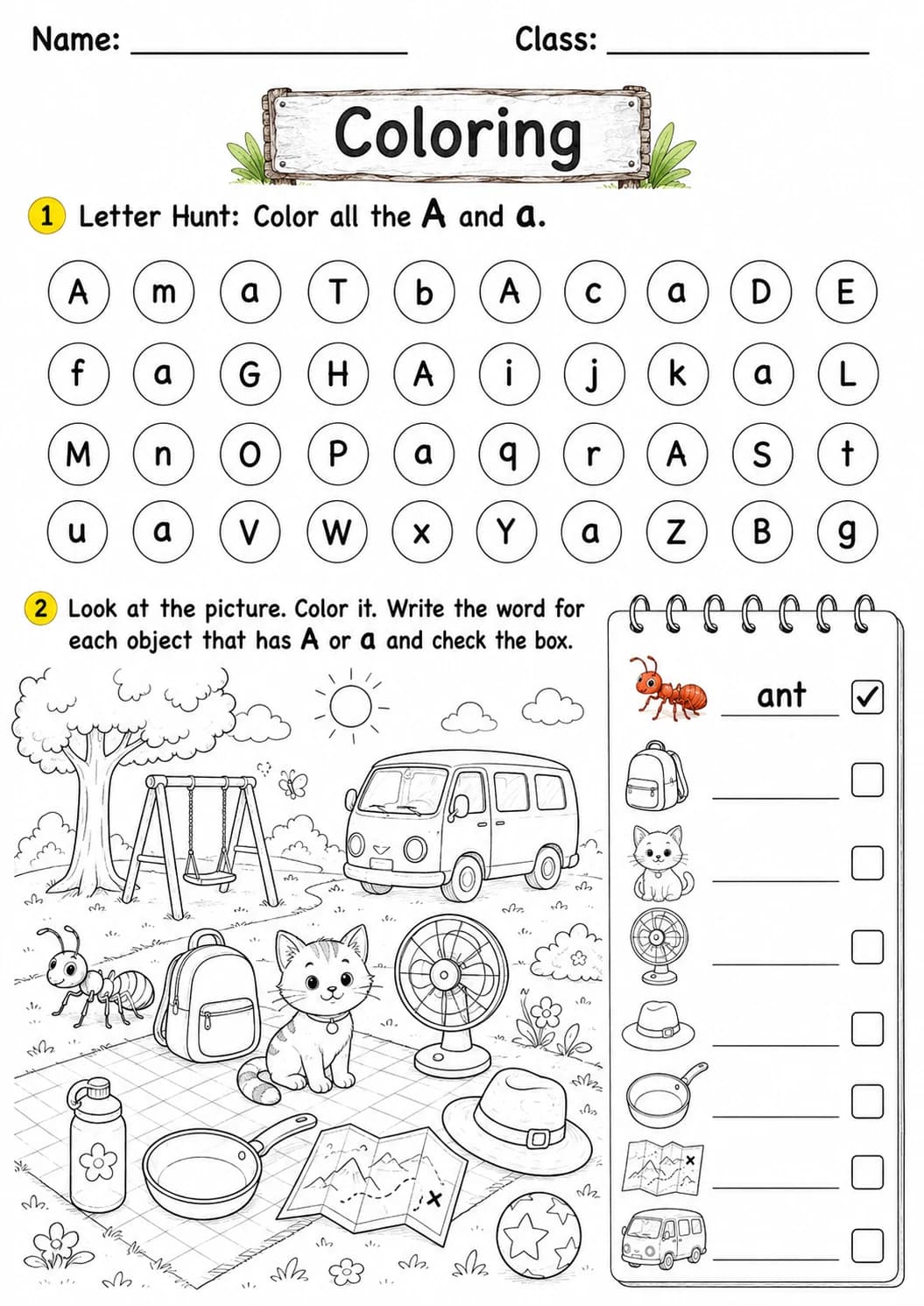 Letter A Phonics Worksheets Pack page 9 printable worksheet preview